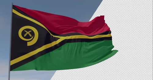 Realistic Waving Vanuatu Flag with Alpha Channel