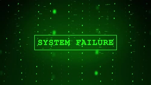 SYSTEM FAILURE error message flashing on screen . computer, hacking attack.