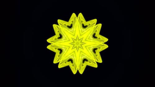 Abstract Yellow Morphing Kaleidoscope Pattern Loop
