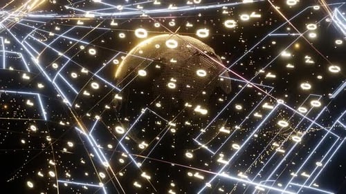 HD-Binärdatentunnel mit globaler Technologie für rotierende Erde | Netzwerkanimation