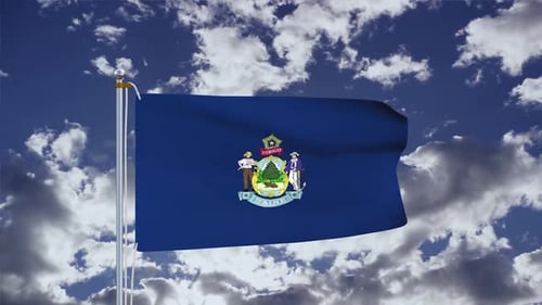 Official State Flag Waving Against Blue Sky