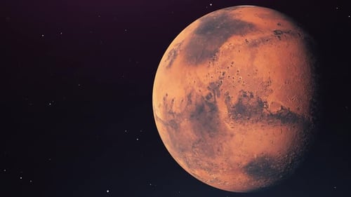 Seamless Loop of Rotating Planet Mars in Space