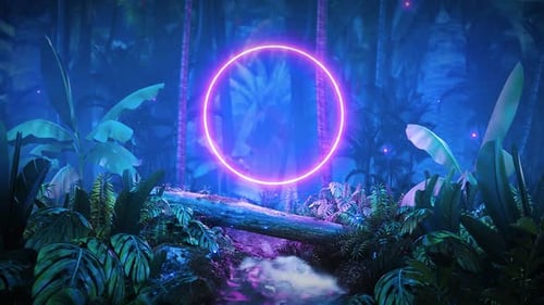 Nachtdschungel mit leuchtendem Neon