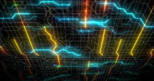 4K loop of Circuit board, Motherboard, Digital chip. Tech science background.