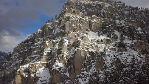 Aerial view of rocky mountain in winter