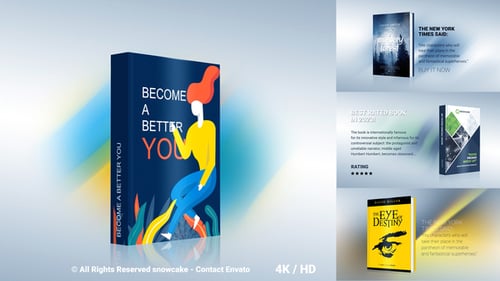 Animated 3D Book Promotion Display with Smooth Transitions