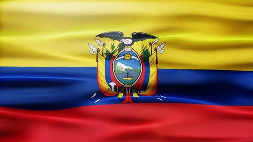 Ecuador Flag Waving Animation with National Coat of Arms