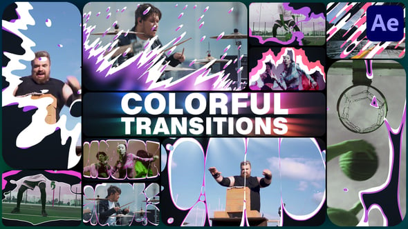 Transiciones coloridas para After Effects, Elementos Incluyendo: 2d y ...