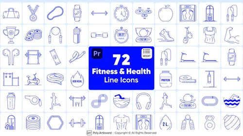 Fitness & Health Line Icons For Premiere Pro