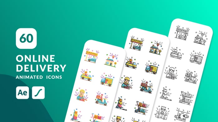 Delivery Animated Icons | After Effects, Elements ft. container ...