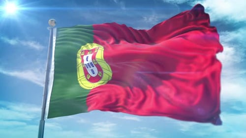 Realistic Waving Portugal Flag 3D Animation