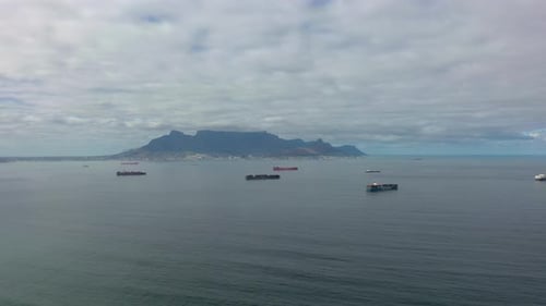 Gyperlapse Clouds Over Table Mountain on a Sunny Day Pan Shot