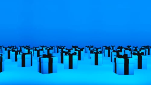 Blue Gift Boxes Moving Forward Background Loop