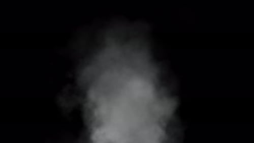 Billowing White Smoke Rising on Black Background
