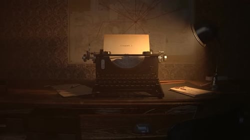 Vintage Typewriter on Desk with Chapter One Paper