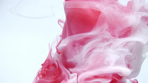 Red and White Ink Swirls Abstractly