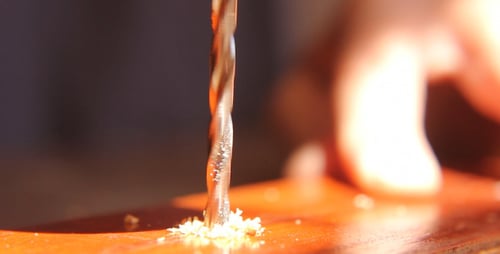 Drilling Into Wood Close Up