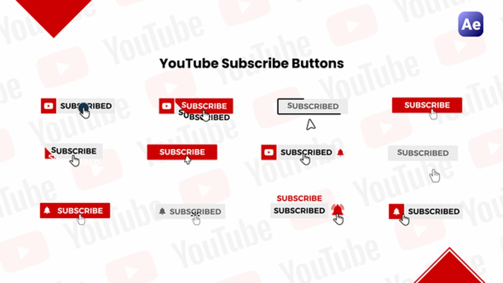 Dynamic YouTube Subscribe and Notification Button Animations, Elements ...