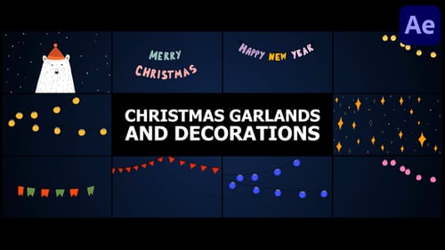 Animated Festive Christmas and New Year Decoration Elements