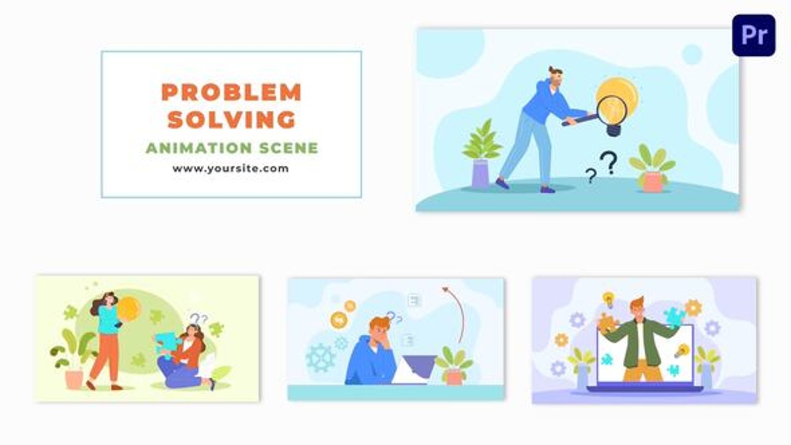 Problem Solving Concept Flat Vector Animation Scene, Elements ft ...
