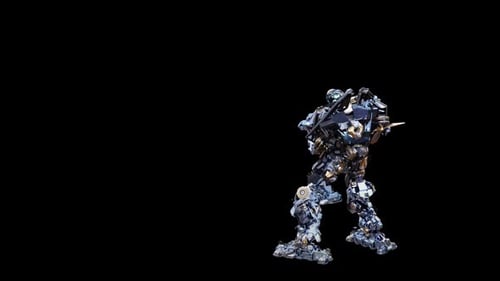 Futuristic Mechanical Robot Walking and Transforming Animation