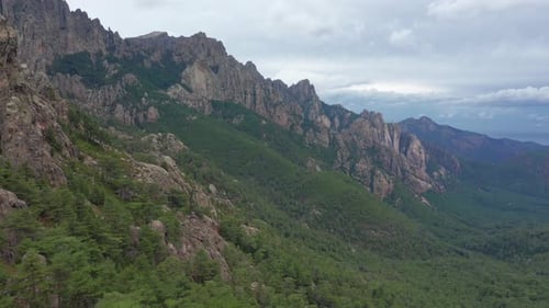 Aerial View of Rocky Mountain and Summer Landscape of Nature