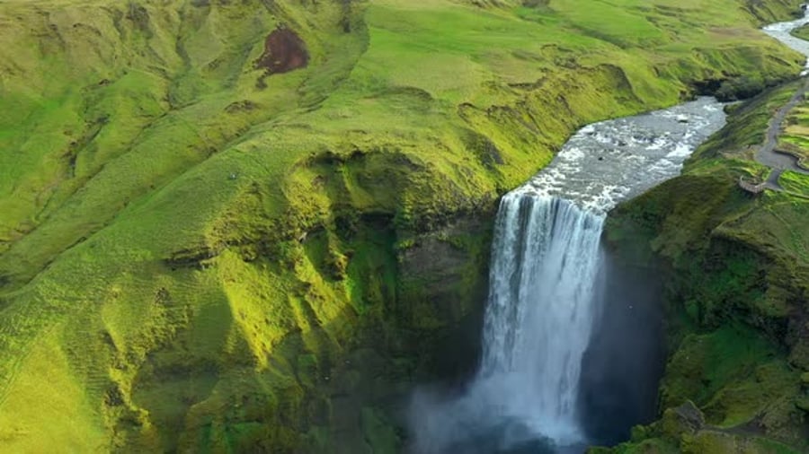 Cover for Aerial View of Skogafoss Waterfall, Iceland