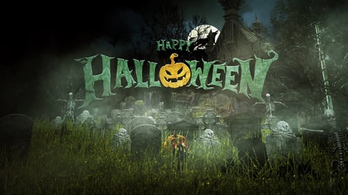 Spooky Halloween Logo Reveal in Eerie Graveyard