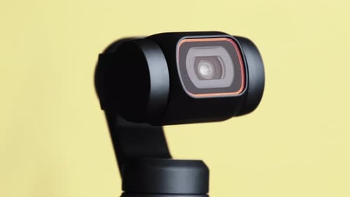 Camera Rotating on Gimbal in Studio Close Up