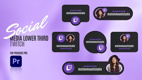 Social Media Lower Thirds Twitch - Premiere Pro