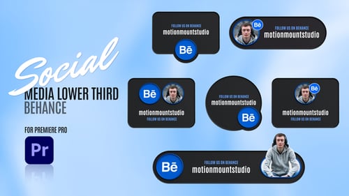 Mídia social Lower Thirds Behance - Premiere Pro