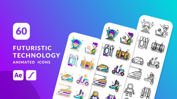 60 Animated Futuristic Technology Icons Pack for Modern Design ...