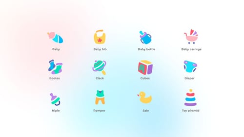 Colorful Animated Baby Icons Pack for New Parents and Family Content