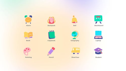 Modern Animated Education Icons Pack with Playful Concept Reveals