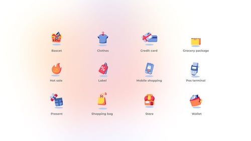 Modern Animated Shopping and E-commerce Icons Pack
