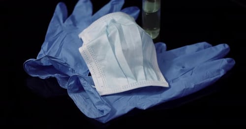 Medical Supplies: Gloves, Mask and Hand Sanitizer