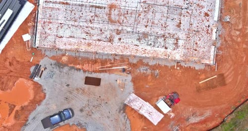 Construction Site Aerial View with Heavy Machinery