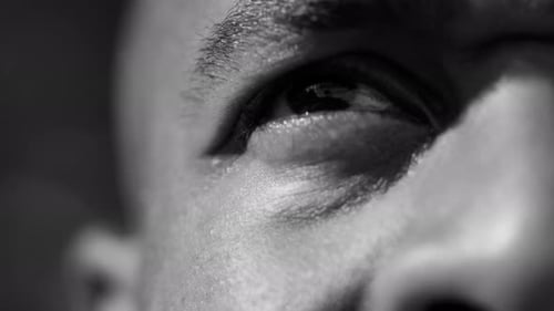 Closeup of basketball players eye