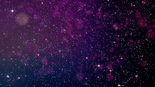 Sparkling Stars and Purple Bokeh Overlay Background