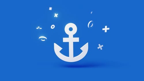Anchor 3d Icon on a Simple Blue Background Seamless Animation Loop