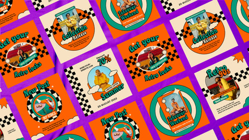 Animated Retro Colorful Social Media Posts for Promotions