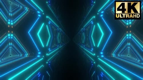 Seamless Loop of Neon Glowing Geometric Tunnel