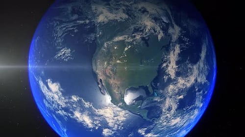 Realistic Earth Zoom Out Clouds Central United States Of America