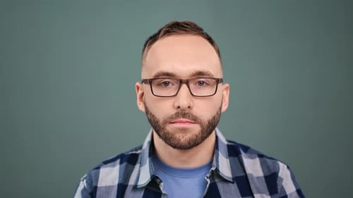 Man with Beard Wearing Glasses Portrait Close Up