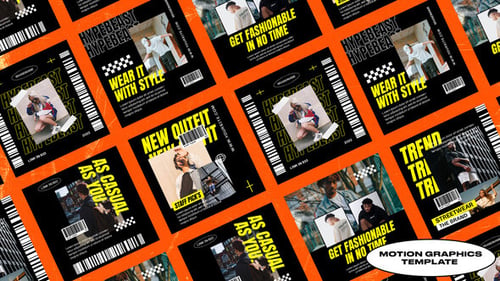 Dynamic Urban Fashion Social Media Posts with Glitch Effects