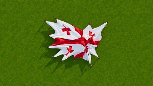 Realistic Georgia Flag Unfurling and Waving Animation