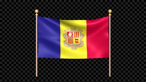Andorra National Flag Waving Loop with Alpha Channel