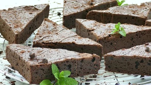 Brownies with Chocolate Chips on a Cooling Rack