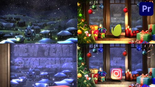 Christmas Home Window Logo Reveal and Text Animation