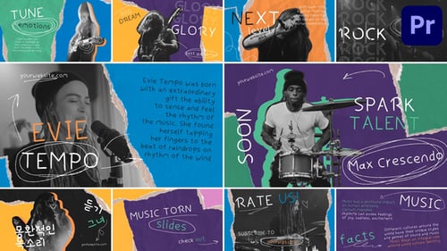 Music Torn Slides für Premiere Pro